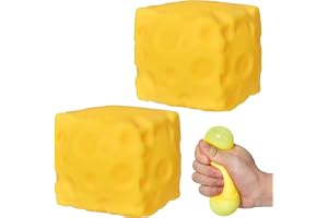Willingood Cheese Squeeze stresslindring, 2-pack mjuk, lerig ost för ångestlindring, 4,5 x 4,5 x 4,5 cm, sensorisk stressmins