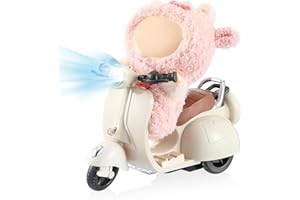 AILIKIWE Labubu Accessories Labubu Scooter Toy with Light and Music Interactive Rotating Toy for Cute Have a Seat Decor Desktop Ornaments for Collectors (white)