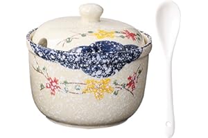 TuYines Sucrier en Céramique avec Couvercle et Cuillère, Boîte à Épices pour Sel, Fromage - Style Noël