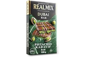 REALMIX Chocolate con Leche Dubái directamente desde Dubái EAU | Auténtico chocolate con leche Dubái con pistachos y relleno de Kunafa | Fabricado en Dubái E.A.U. | (Medium, Milk Chocolate)