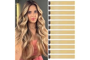 JOOCEEBABY Extension Capelli Colorati Con Clip Oro lino 12 pezzi 22 pollici Lungo Dritto Sintetiche Resistenti al Calore per Bambini Ragazze Donne Festival Feste Halloween Cosplay