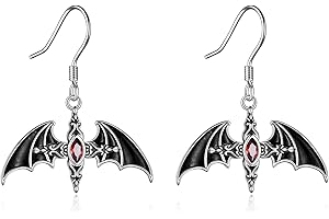 YFN Bat Necklace Set Sterling Sliver Gothic Cross Pendant Necklace Earring Ring Gothic Jewellery Vampire Gifts for Women Men Girls