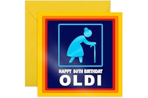Central 23 Zabawna kartka na 50. urodziny dla kobiet - 'Happy 50th Birthday Oldi' - zabawny prezent dla niej po pięćdziesiątce - żona mama ciocia wiek 50 lat - w zestawie zabawne naklejki
