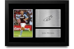HWC Trading FR A4 John McGinn Aston Villa Regalos Impresos Imagen De Autógrafo Firmado Para Los Aficionados Al Fútbol Y Partidarios - A4 Framed