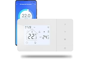 BEOK CONTROLS Termostato Wi-Fi a batteria con 2 fili, controllare per la caldaia a gas, termostato Tuya programmabile giornalmente, compatibile con controllo vocale di Google e Alexa.W506 3A