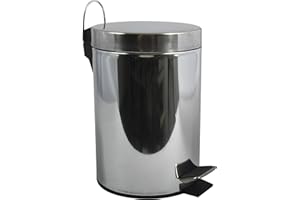 MSV - Poubelle Cosmétique Salle de Bain - Acier Inoxydable avec Seau Intérieur Amovible - Poubelle à Pédale Élégante - Compacte et Pratique - Argent - 3L