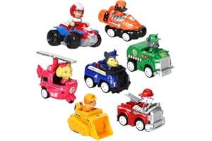 TYDEUS 7 Pièce Figurines Dog avec Ensemble de Véhicules, Véhicules Jouet pour Enfants Coffret de Véhicules, Véhicule avec Fonctions de Recul et de Roulage pour Garçon Cadeau