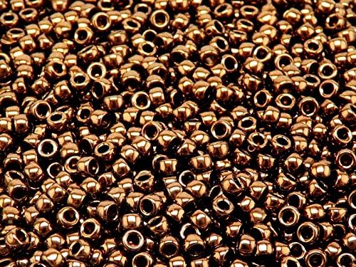 8/0 Matubo - 10gr (approx 300 pcs.) Pressed Czech Glass Beads, Seed Beads 3.1mm Color: Jet Bronze Lustre