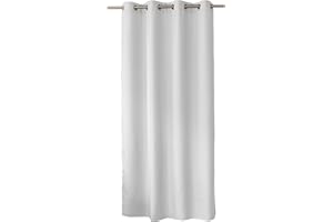 ED ENJOY HOME Rideau Décoratif à Œillets argentés, 140x240 cm, Blanc, 100% Polyester, Satiné, Collection Basic