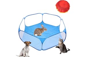 huahuo Pet Cage Tent Hamster Playpen Small Animals Playpen Exercise Fence Waterproof Breathable Indoor Zipper Cover Portable（Blue）