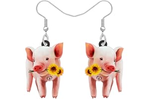 RAIDIN Boucles d'oreilles pendantes en acrylique cochon mignon pour femmes filles Boucles d'oreilles cochon hypoallergénique pour cadeaux fêtes d'anniversaire décorations