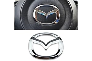 DADYM 1 Psc Emblem Schwarz für Mazda 3 6 CX-3 CX-5 CX-9,4.5cm X 5.7cm Emblem Logo Aufkleber für Lenkrad Zubehör/Motorhaube Vorne und Hinten und Kofferraum Logo Key Remote Control Emblem,Silver