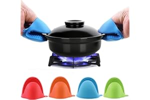 JHXHHTHONGTONG Mini Manoplas de Horno de Silicona, Manoplas para Horno Pequeñas, Guantes de Aislamiento Térmico, Agarraderas de Silicona para Horno para Cocina Hornear Cocinar Proteger los Dedos (4 Pares)
