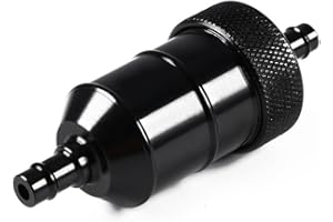 Qiilu 1/4” 6mm Filtre à essence universel Lavable Moto Fosse Dirt Bike Essence( Noir )