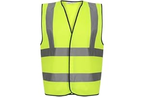HuntaDeal Hi Viz Vis Vest Hook & Loop High Visibility Reflective Waterproof Workwear Security Safety Wear Warm Gilet Waistcoat Waist Coat Vest