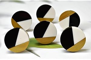 ARTISNO SET-6 - Pomelli per porte in legno e resina, stile vintage, stile shabby chic, per mobili da interni, per armadietti, cassetti, colore: nero