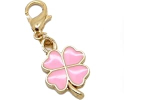 JewelleryJoy Clip On Pink Charms Pendant ballet shoes heart flower clover girl shell charms in Organza Gift Bag
