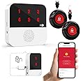 SanJie WiFi Caregiver Pager,Call Button for Elderly with App No Monthly Fee,Panic Alarm for Patients at Home Fall Alert Devices with 2 SOS Call Button 1 Smart Receiver(2.4GHz Wi-Fi)