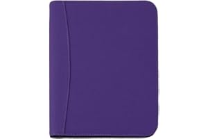 AOORY Carpeta de conferencia ejecutiva con calculadora, rellenable, con cremallera, para viaje, tamaño A5, color morado A5