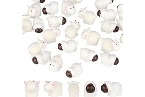 HARIENDNY 30 Stück Mini Schaf Miniatur Harz Figuren Weiß und Brau Gesicht - Kleine Statue für Miniatur Garten Deko, Mooslandschaft, DIY-Handwerk