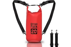 CABLE TECHNOLOGIES Worek wodoszczelny Wodoszczelna torba 5/10/20 l, Dry Bag Morze, Wodoodporny pokrowiec pasek na ramię, do SUP, kajakarstwa, pływania kajakiem, na wycieczkę łodzią łódź, wędkowanie, rafting, kemping (Czerwony, 20l)