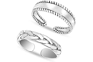 LeCalla 925 Sterling Silver Minimalist Toe Rings Set Lightweight Simple Antique Open Adjustable Toe-Rings for Women