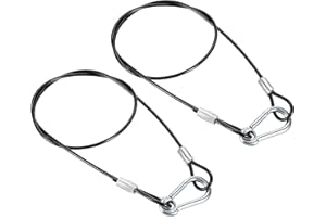 PATIKIL Cable de Seguridad de Acero Inoxidable 27.6"/70cm Paquete de 2 Cables de Seguridad Flexibles de 3 mm con Doble Lazo y Gancho para Iluminación de Escenarios Plateado