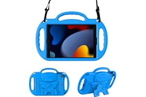 Surom Kids Case for New iPad 10.2 Inch 2021/2020/2019 (9th/8th/7th Generation), Light Weight Shock Proof Handle Stand Shoulder Strap Kids Case for 2021/2020/2019 iPad 10.2, iPad Air 3 10.5 2019, Blue