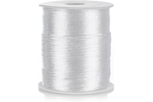 FQTANJU 2mm Nylon Satin Cord, 100 Yards Nylon Cord Satin String for Bracelet Jewelry Making Silky Rattail Macrame Trim Cord Necklace Bulk Beading Thread Kumihimo Chinese Knot Craft (White)