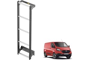 VAN DEMON Van Guard ULTILadder for Ford Transit Custom [Low Roof] 5-Step Heavy-Duty Hard-Wearing Rear Door Van Ladder - Black Powder Coated Anodised Aluminium Tailored Fit