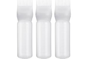 PAEFIU 3 Piezas Aplicador Aceite Pelo Profesional, 170ml Hair Oil Applicator con Escala, Aplicador Aceite Cabello Botella con Cepillo para Lubricación del Cebello Teñir el Cabello
