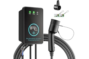 EVJUICION Station de Recharge 7kW pour Véhicules Électriques, Wallbox Monophasé 32A Rapide, Borne de Recharge vehicule Electrique Type 2, avec Carte RFID Chargeur Voiture Electrique 5M