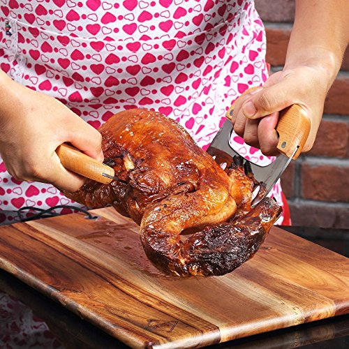 Wuudi Meat Claws Edelstahl Fleisch-Klauen Fleischgabeln mit Holzgriff ideal für Pulled Pork, Beef, Chicken, Grill, BBQ 2er Set - 5