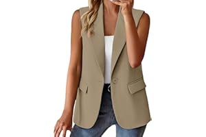 BOTCAM Gilet da donna senza maniche, elegante, tinta unita, corto, canotta con tasca, giacca estiva, slim fit, business, giacca solida/stampa, cardigan da donna, gilet sportivo