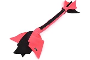 DogDirect London, DOG TUG TOY Tugger Tug Chase Rope SMALL: 45cm/17in, LARGE: 75cm/29in, Soft plaited Flexible FLEECE DOG TOYS Ideal FOR TRAINING, PUPPY PLAY, HAND MADE (Large, Black-pink) KL5