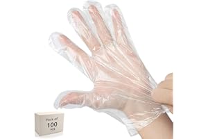 Robustt Disposable Hand Gloves - Transparent (100 Pcs) | Reusable, Anti Bacterial Food Safe Gloves For Hair-dye, Clinics, Hotels, Salons, Kitchen (Universal Fit)