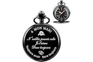 ManChDa Montre a Gousset - Gravée Cadeau pour Papa Montre à Gousset, Personnalisé Cadeau De Fête des Pères, Montre De Poche avec Chaîne, Beaux Cadeaux pour Votre Père, Mari, Meilleur Témoin, Hommes