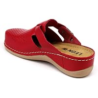 Zoccoli In Pelle Per Donna LEON PU161 - Con Suola In Memory Foam E Tacco 4,5 Cm, Comodi Ed Eleganti
