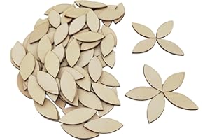 ANKTILY 100 PZ Sagome in Legno Grezzo Vuote Fette di Legno Bianche Abbellimenti Pezzi di Legno per Artigianato, Etichette Regalo, Pittura, Decorazione della Casa (Foglia)