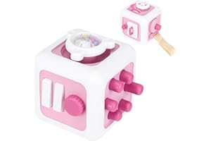 Luziyun Montessori Spielzeug 6 in 1 Montessori, Motorikwürfel Motorikspielzeug Mit Schaltern, Knöpfen, Spiegeln, Ventilatoren, Montessori Spielzeug ab 1 Jahr