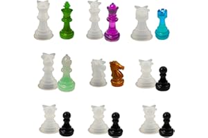 9 Piezas Juego de Moldes de Resina de ajedrez，HOINCO Moldes de silicona para piezas de ajedrez manualidades juegos