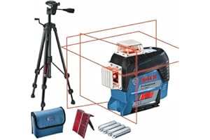 Bosch Professional Linienlaser GLL 3-80 C (m. App-Funktion, roter Laser, Innenbereich, max. Arbeitsbereich: 30 m, 4x AA Batterie, Tasche, Stativ BT 150, in Karton)