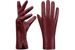 MGGMOKAY Guantes de cuero para mujer Pantalla táctil con forro de cachemira Guantes de conducción de piel de oveja cálidos de invierno