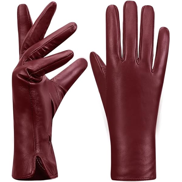 Harssidanzar Guanti In Pelle D'Agnello Donna – Fodera In Cashmere – Caldi Per Moto E Inverno – Bordeaux Taglia L - 2