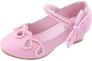 BIJEROU Prinzessin Schuhe Mädchen Barbie-Schuhe Schöne Mary Jane Schuhe mit Kinder Absatz Stöckelschuhe mit Perlen Ballettschuhe Flamenco Schuhe Kinder Partei Schuhe Mädchen Lederschuhe