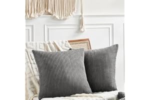 CUEMOON Zestaw 2 poszewek na poduszkę 40 x 40 cm, wzór w paski, ozdobna, do salonu, dwie opcje kolorów, szare