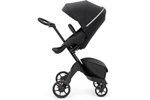 Stokke Xplory X, Rich Black – Eleganter Kinderwagen – Anpassbarer Komfort für Baby & Eltern – Polsterung, Sicherheitsgurt & reflektierender Reißverschluss für mehr Sicherheit – Im Nu faltbar