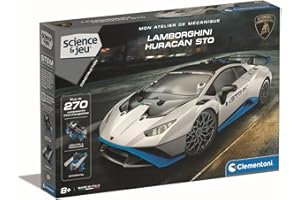 Clementoni | Mon Atelier de Mécanique – Lamborghini Huracán STO pour Enfants 8 Ans+ | Maquette 270 Pièces Fonctionnelles | Application 3D | STEM Auto | Jeu de Construction Éducatif