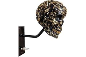 MIAOYAK Motorcycle Helmet Skull Holder, Wall Mount Helmet Storage Rack, Resin Crafts Skull Helmet Rack For Coats, Caps, Baseballs And Rugby Helmet
