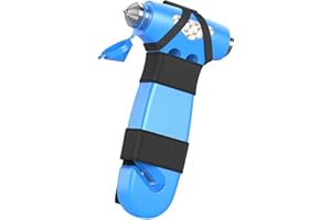 MisFun Marteau de Sécurité pour Voiture, Brise Vitre Outil D'évacuation d'urgence 3 en 1 avec Coupe Ceinture de Sécurité pour Femme, Joli Marteau D'évacuation de Sécurité Bleu pour Voiture, Famille